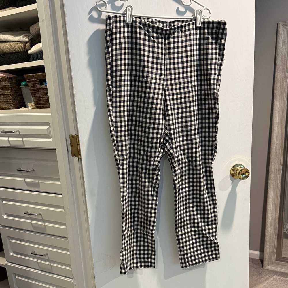 J. Jill Black and White Checkered Straight Leg Pants